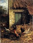 Carl Jutz Poultry In A Farmyard painting